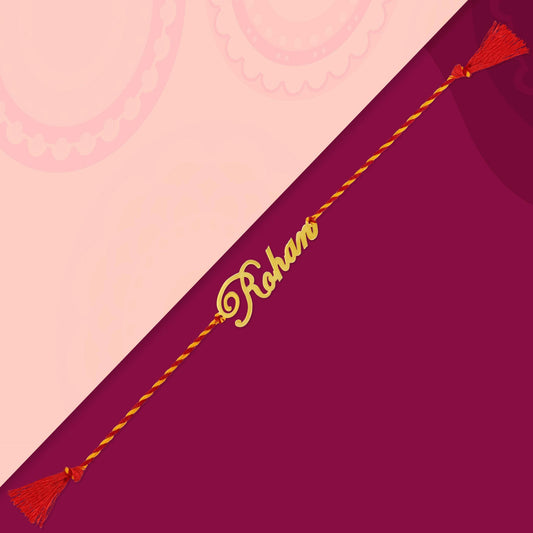 Splendid Personalised Gold Polish Silver Rakhi Rakhi.