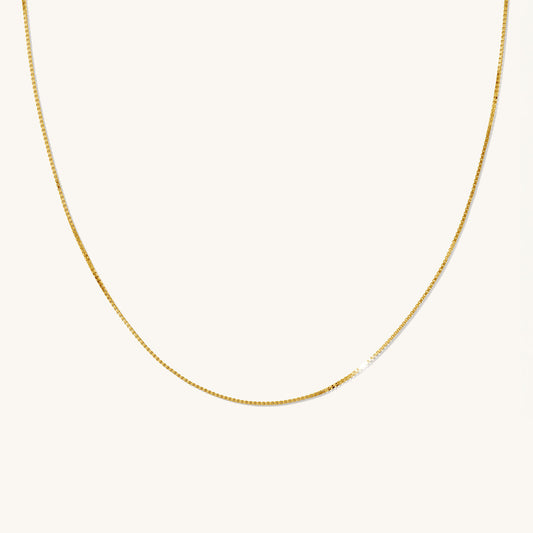 Thin Box Chain Necklace - Gold Plated