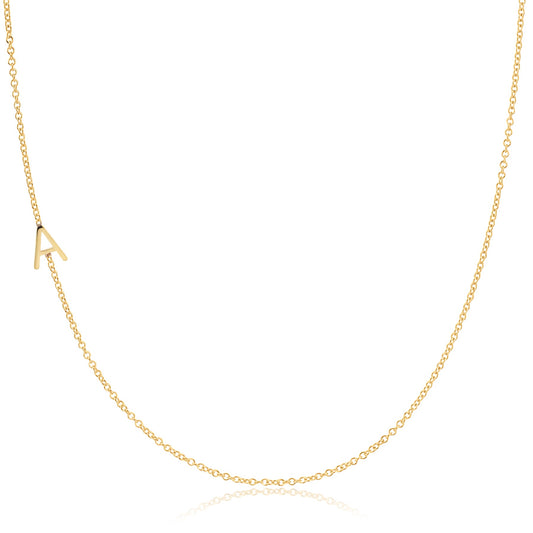 14k Gold Asymmetrical Letter Necklace - A