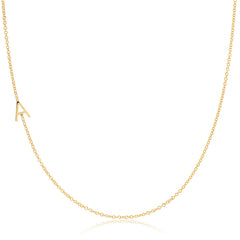14k Gold Asymmetrical Letter Necklace - A