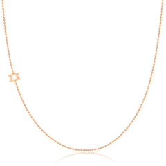 14k Gold Asymmetrical Charm Necklace - Star of David