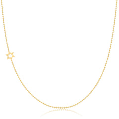 14k Gold Asymmetrical Charm Necklace - Star of David