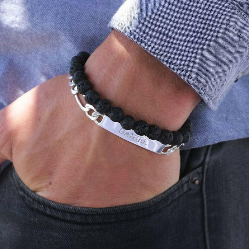 Personalised ID Bracelet for Men in Sterling Silver Bracelet.