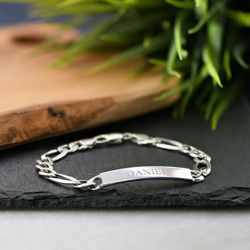 Personalised ID Bracelet for Men in Sterling Silver Bracelet.
