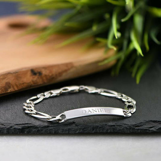 Personalised ID Bracelet for Men in Sterling Silver Bracelet.