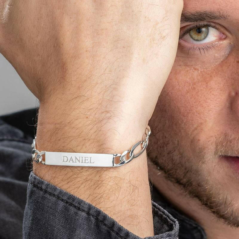 Personalised ID Bracelet for Men in Sterling Silver Bracelet.