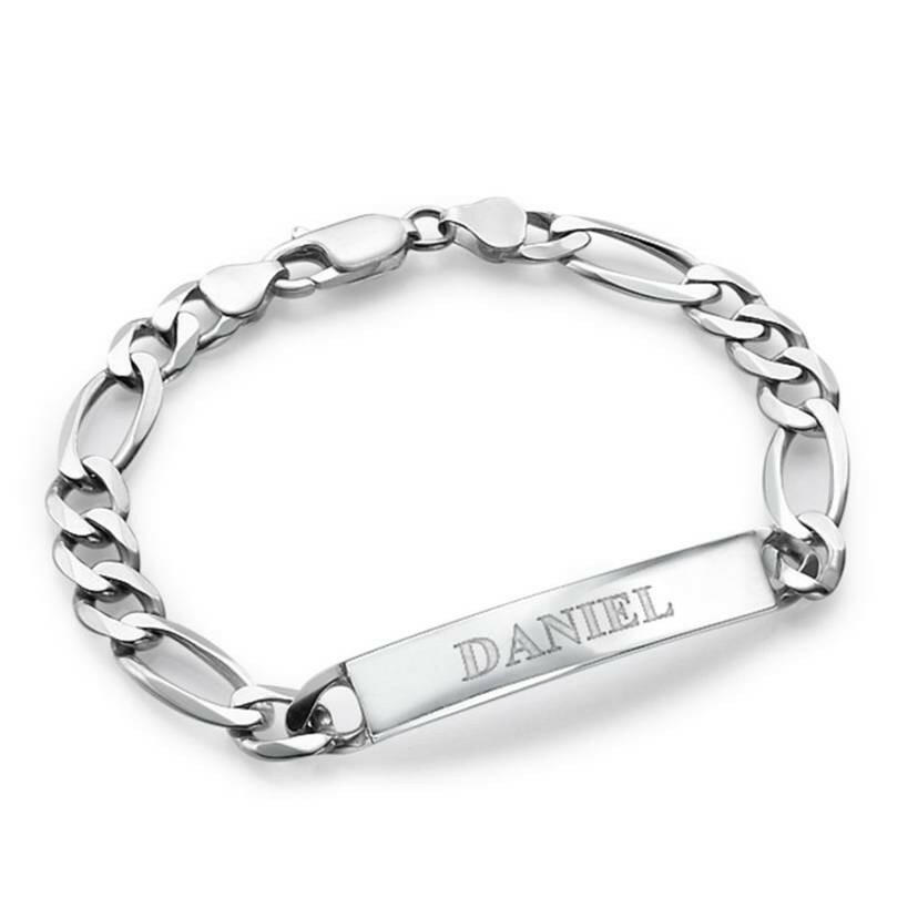 Personalised ID Bracelet for Men in Sterling Silver Bracelet.