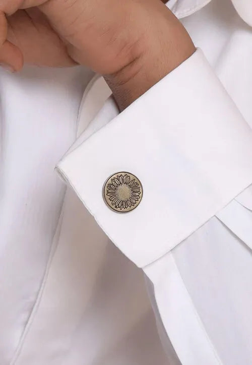 Luxury Sunflower Design Cufflinks for Men