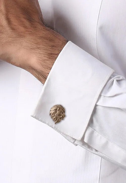 Silver The Side Lion Cufflink Pair
